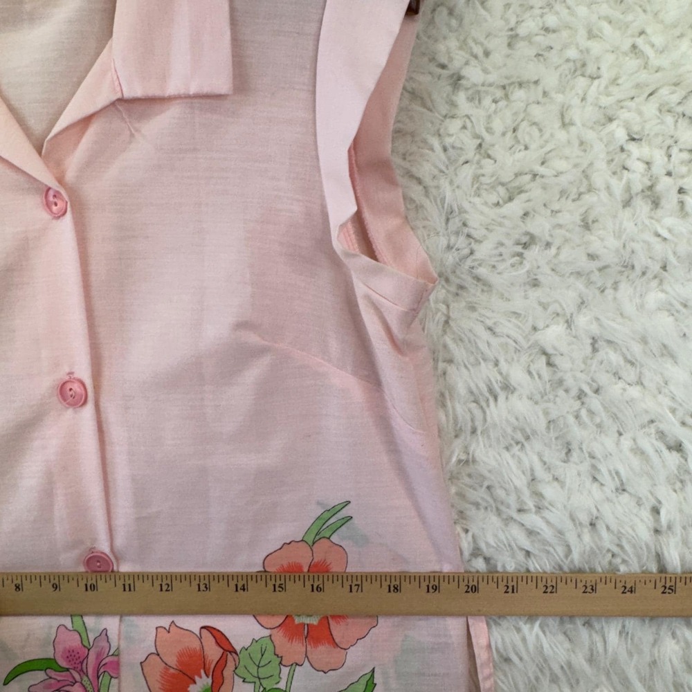 Beco Originals VTG Dress Womens M Pink Floral Button Front Retro 70s Sleeveless - Picture 6 of 14